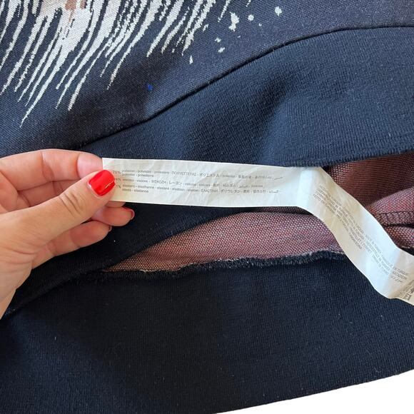 ZARA Men's Ski Sweater Medium Knit Navy Blue Polka Dot Streetwear 4087/401 - Picture 12 of 13